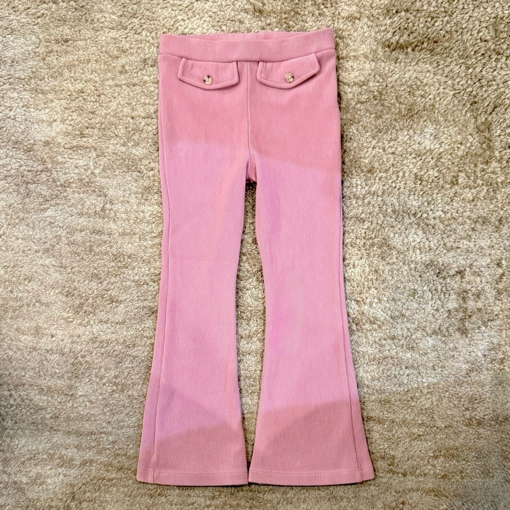 Zara Pink Ribbed Flare Pocket Pants 4-5